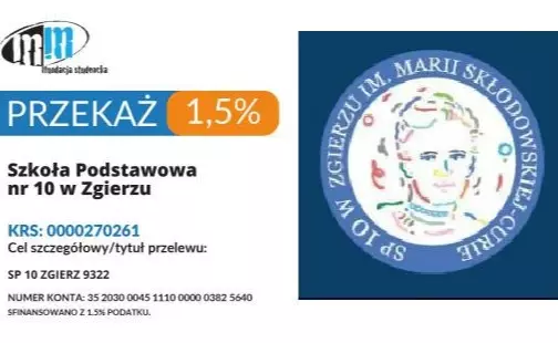Zdjęcie do Przekaż 1,5%  dla szkoły.