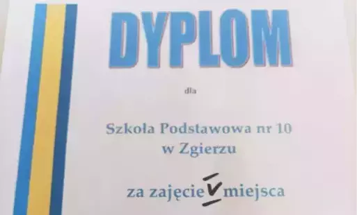 Dyplom za zajęcie piątego miejsca 